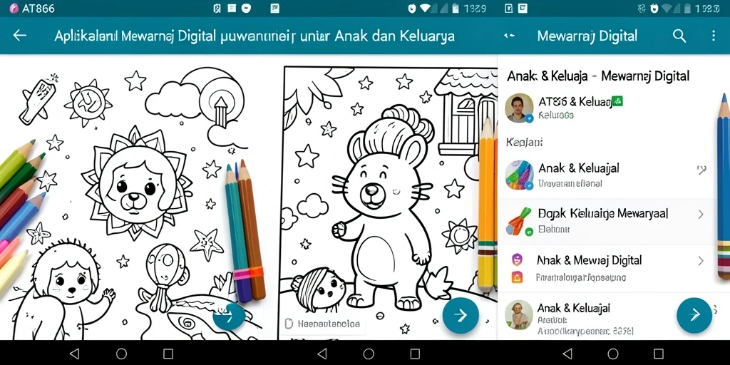 Antarmuka aplikasi Mewarnai Digital yang user-friendly dan menarik.
