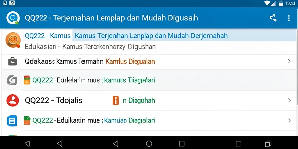 Tampilan antarmuka QQ222 yang sederhana dan intuitif untuk terjemahan cepat.